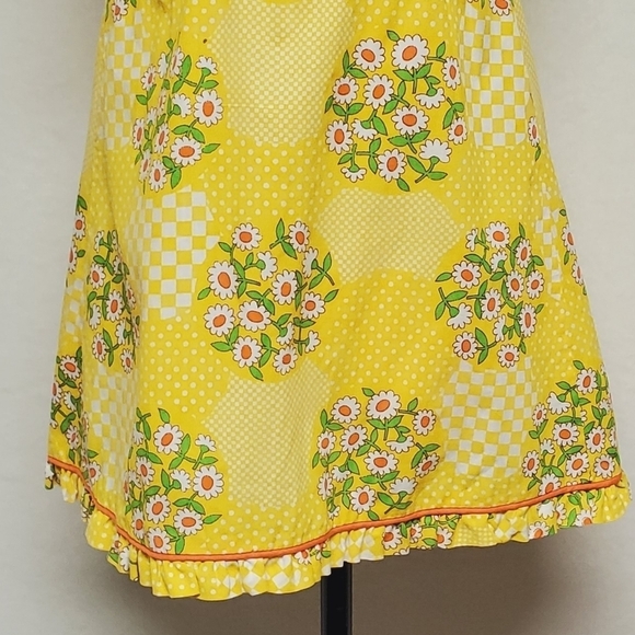 Rare Vintage 1960s Sears JR Bazaar Mod Yellow Checkered Daisy Full Apron Bikini - Picture 8 of 16